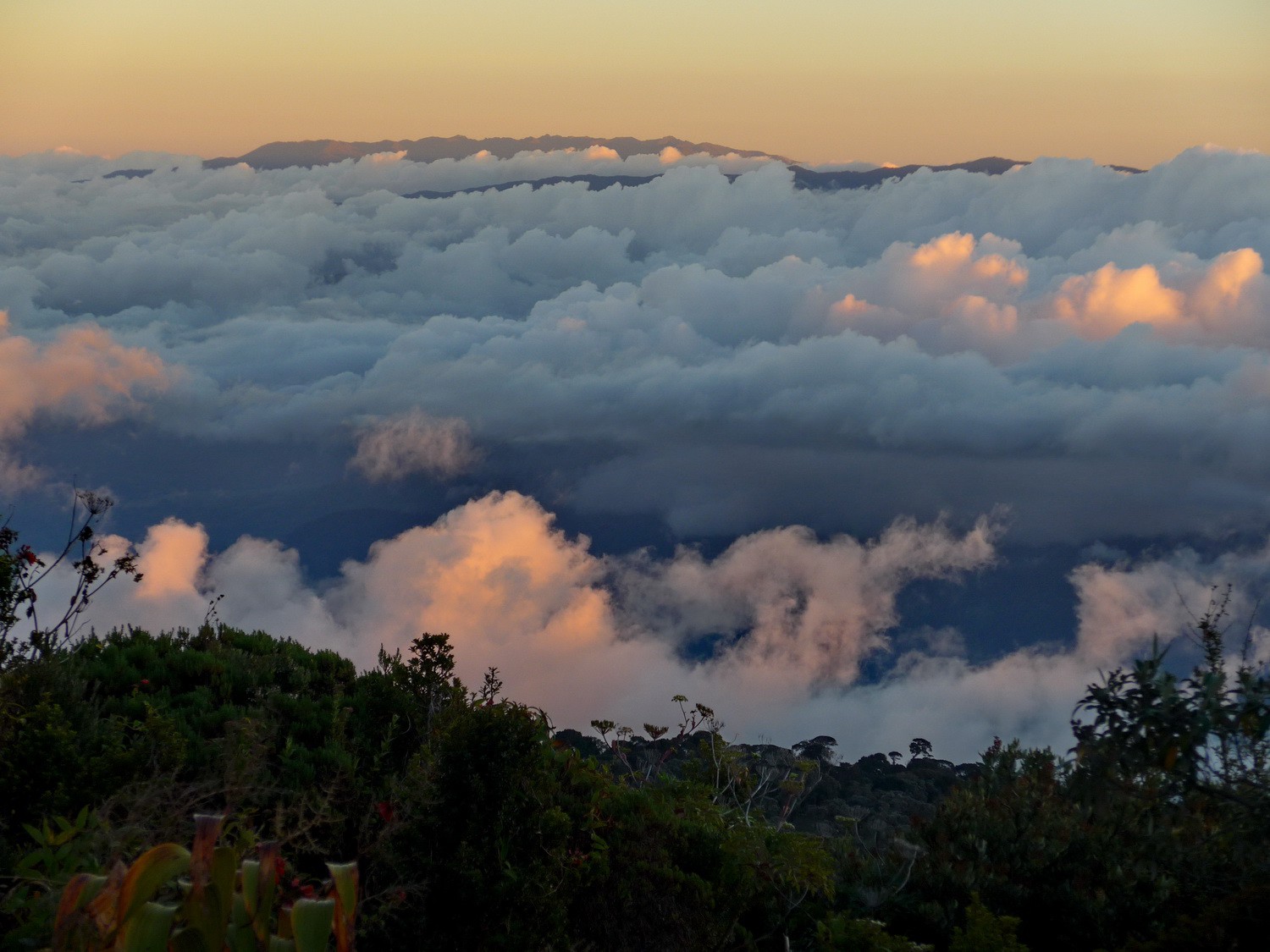 The highest mountain range of Costa Rica, Sierra de Talamanca, seen from the way to its tallest volcano Volcan Irazú